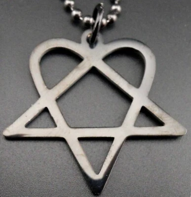 Him Heartagram Necklace Black Finish New Pendant Ville Valo Ball Chain - Image 1 of 4