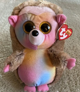 NUEVO Ty Beanies Boos PIÑA Marrón Rosa Tinte Corbata Erizo Vellana Juguete de Relleno - Imagen 1 de 8