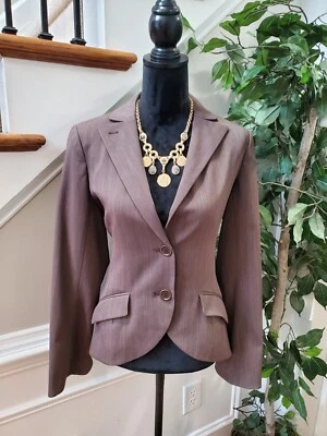 Blazer Max Studio Marrón Poliéster Sencillo Pecho Dos Botones Ajustado 10 Nuevo con Etiquetas $198 Foto 1 de 4