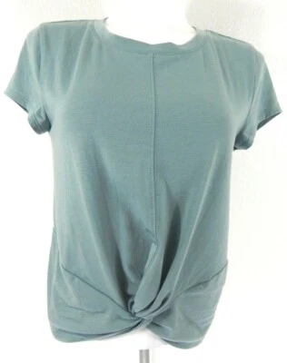 Athleta Women's XSP Petite Top Essence Twist Short Sleeve Green Tee Shirt EUC - Image 1 of 4