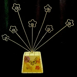 Vintage kitschiger Draht Foto Rezept Karten Halter gelb Schmetterlinge Frühling - Bild 1 von 10