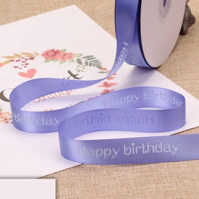 Fita de cetim impressa "Feliz aniversário" - Carretel 2cm x 45M - Muitas cores - Imagem 1 de 3