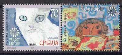 1164 - SERBIA 2017 - Joy of Europe - Cat - MNH Set + Label - Image 1 of 2