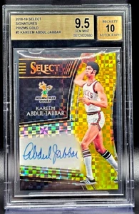KAREEM ABDUL-JABBAR 18-19 SELECT GOLD PRIZM PARALLEL ON CARD AUTO 3/10 BGS 9.5 - Picture 1 of 4