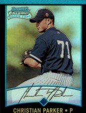 2001 Bowman Chrome New York Yankees Baseball Card #326 Christian Parker RC