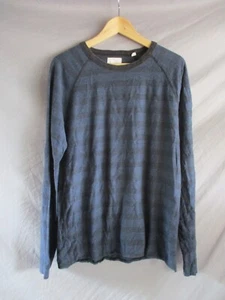 Billy Reid VG blue stripe long sleeve cotton blend modern t-shirt Large - Picture 1 of 7