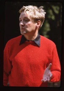 Oskar Werner Candid 1965 wearing red sweater Original 35mm Transparency Stamped - Picture 1 of 1