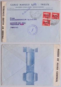 ITALY Trieste to AUSTRIA 1945 Censored AMG VG Screw Co Picture Advertising Cover - Picture 1 of 3