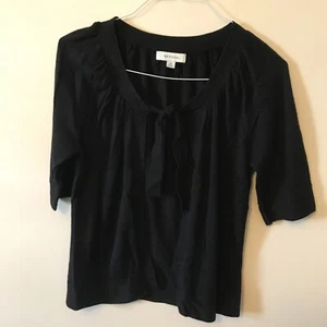 Merona Woman Medium Black Open Chest  Front W/Tie Short Sleeve Sweater - Picture 1 of 8