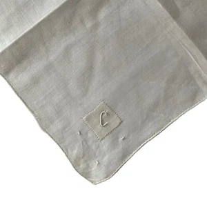 Handkerchief White Hankie Monogram C 9.5x9.75” - Picture 1 of 4