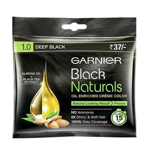 Garnier Deep Black Hair Color Naturals Oil Enriched Creme 20ml + 20gm Beutel - Bild 1 von 3