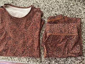 Lands End Pajama Set Womens Extra Small Petite Cheetah Animal Print - Picture 1 of 4
