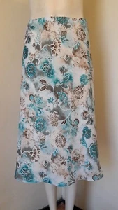 Gorgeous Cream, Turquoise & Beige Floral Fully Lined Skirt - Size 18 - BNWOT! - Picture 1 of 2