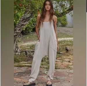 By Together Women's Still Obsessed Gauze Sleeveless Jumpsuit in Natural-Size M - Picture 1 of 5