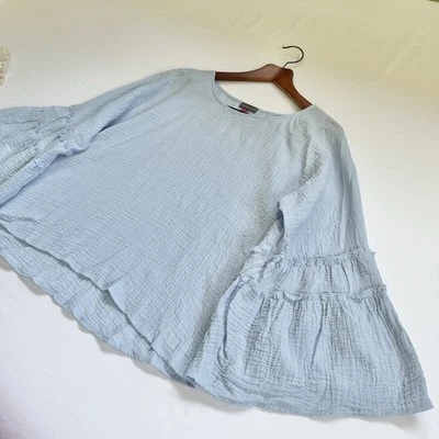 Blusa Top Azul Claro 99% Algodón Gasa Vince Camuto Nueva Con Etiquetas Para Mujer Mediana Foto 1 de 4