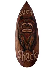 Surf Shack Carved And Painted Wooden Wall Decor Nautical Surfing Man Cave - Picture 1 of 6