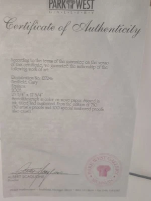 Gary Benfield SUMMER ROMANCE Hand Signed Limited Edition Serigraph Art 25" x 17" - Image 1 of 2