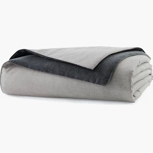 Design Within Reach DWR Reversible Coverlet - Full/Queen - Grey Black Linen/Wool - Picture 1 of 3