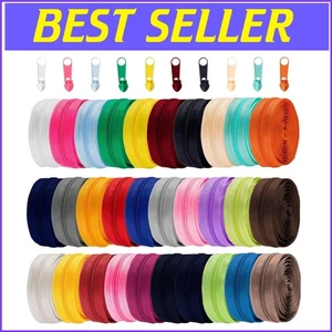 Durable Nylon Zippers: 90 Yards with 300 Sliders in 30 Colors for All Projects - Picture 1 of 8