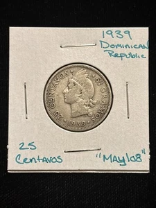 1939 Dominican Republic 25 Centavos Silver “may108” DR 25C - Picture 1 of 24