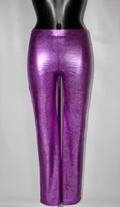 Vintage 1980’s Purple Metallic Stretch Trousers NWT Uk 8-12 Wet Look Lame - Picture 1 of 6