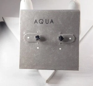 Aqua Silver Square Studs - New - Picture 1 of 1