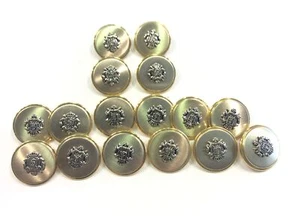 SET 16 BOTTONI BLAZER DOPPIO PETTO METAL ARGENTO - Picture 1 of 2