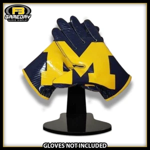 Football Receiver Gloves Display w/ Stand for Michigan Wolverines Gloves! BIG 10 - Picture 1 of 10