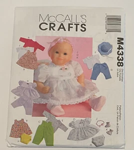MCCall's Crafts Baby Doll Clothes Sewing Pattern,2 Sizes (see notes) UNCUT #4338 - Picture 1 of 3