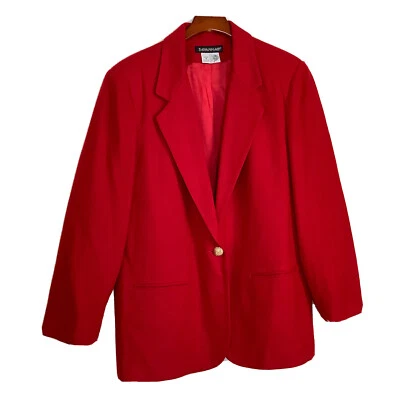 Savannah Women's RED Wool Notch Lapel Long Sleeve One-Button Blazer Size 10 - Image 1 of 4