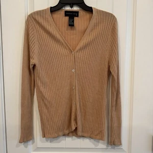 August Silk Damen Reine Seide Ripp Cardigan Pullover Größe M Hellbraun - Bild 1 von 4