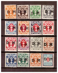 Danzig 1921 Sammlung Dienstmarken aus Mi.1-14 u.a. Falz - Bild 1 von 1