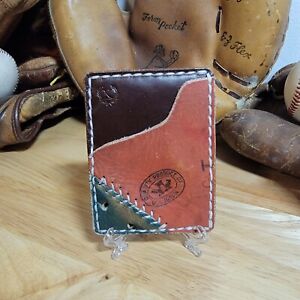 Handmade baseball glove minimalist slim leather wallet edc mens fathers present 