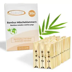 30x Wäscheklammern Holzklammern Bambus 72 x 17 x 12mm Bastel-klammern Holz Sock - Bild 1 von 8