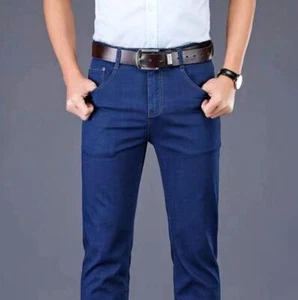 New Mens Stretch jeans Casual Denim pants trousers black blue gift size 30-40 - Picture 1 of 7