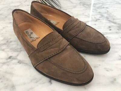 RARO Zapatos Mocasines Sin Cordones De Gamuza Marrón Italiano Para Hombre Aldo Brue Talla 10.5D Foto 1 de 4