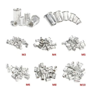 Aluminum Flat Head Rivet Nut Threaded Insert Rivnut Nutsert Screw M3 to M10 - Picture 1 of 20