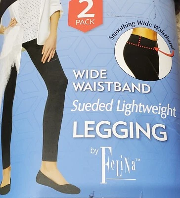 C3690 PACK 2 LEGGINGS MUJER PEQUEÑOS NEGROS FELINA CINTURA ANCHA LIGEROS NUEVOS Foto 1 de 4