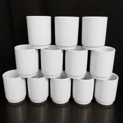 12 Stück Kaffeebecher ohne Henkel Porzellan Trinkbecher stapelbar Weiß B-Ware - Bild 1 von 4