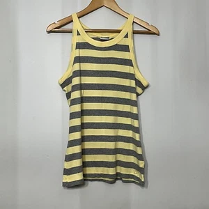 NIKE Canotta donna a costine cotone a righe metà 2000 giallo grigio - Foto 1 di 7