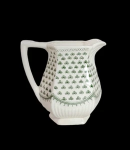 Small White Planter Vase Pitcher Shamrocks or Clover Made in Japan - Crazing - Picture 1 of 11