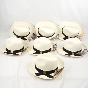 Moet & Chandon Logo Badge Lightweight Straw Panama Hats in Sizes L & XL Lot of 7 - Picture 1 of 13