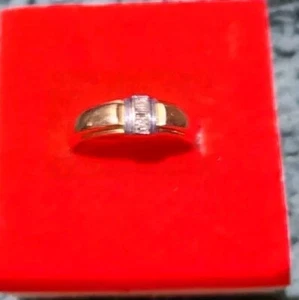 Vintage Women's Diamond Twin Stone 10k Yellow & White Gold Wedding Ring Size 6 - Picture 1 of 7