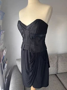 Karen Millen Black Corset Draped Knee Length Evening / Cocktail Dress in Size 14 - Picture 1 of 12