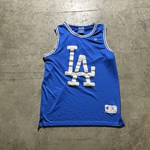 Vintage Made In Korea Champion LA Dodgers Basketball Jersey Men’s Size L Blue - Picture 1 of 6