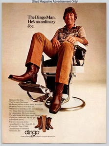 Joe Namath Dingo Boots Western Style Brown Leather Vintage 1971 Advertisement - Picture 1 of 5