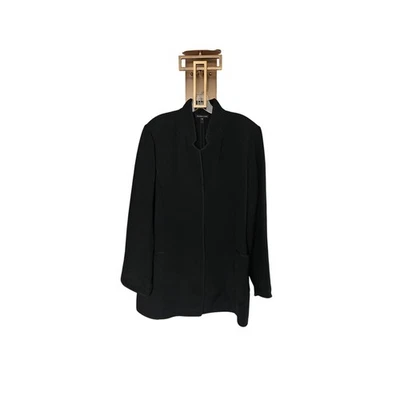 Chaqueta Blazer Para Mujer Eileen Fisher Negra Texturizada Rayón Seda Frente Abierto Talla L Foto 1 de 4