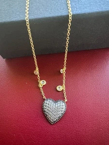 FREIDA ROTHMAN 14kt vergoldet Sterling Silber Pavé CZ Herz Liebe Halskette - Bild 1 von 11