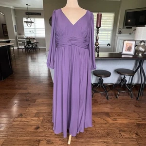 JJ's House Women's Formal Dress Measures Size 18 20 V-Neck Purple Chiffon Long - Picture 1 of 14