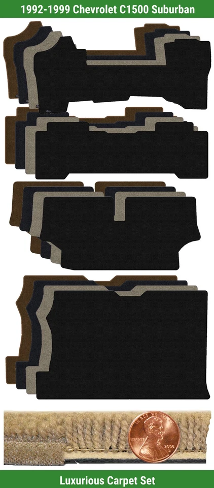 Juego de alfombrillas de lujo personalizadas para Chevrolet C1500 Suburban 92-99 (4 piezas) #CQT Foto 1 de 4